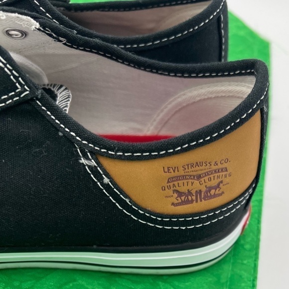 Levi’s Red Label Black Canvas Logo Lace Up Sneaker Shoes Size US 8 1/2 - Picture 4 of 5